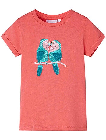 T-shirt enfant coton élasthanne imprimé perroquets - vidaxl