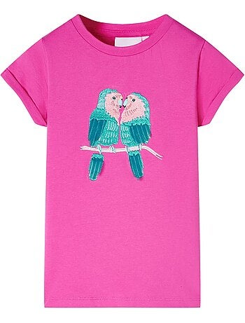 T-shirt enfant coton élasthanne imprimé perroquets - vidaxl