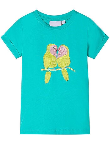 T-shirt enfant coton élasthanne imprimé perroquets - vidaxl