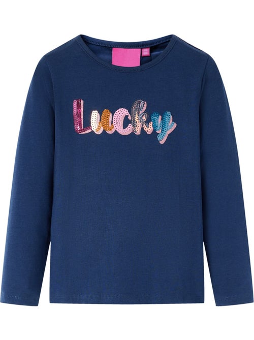 T-shirt enfant coton et élasthanne motif lucky scintillant manches longues - vidaxl - Kiabi