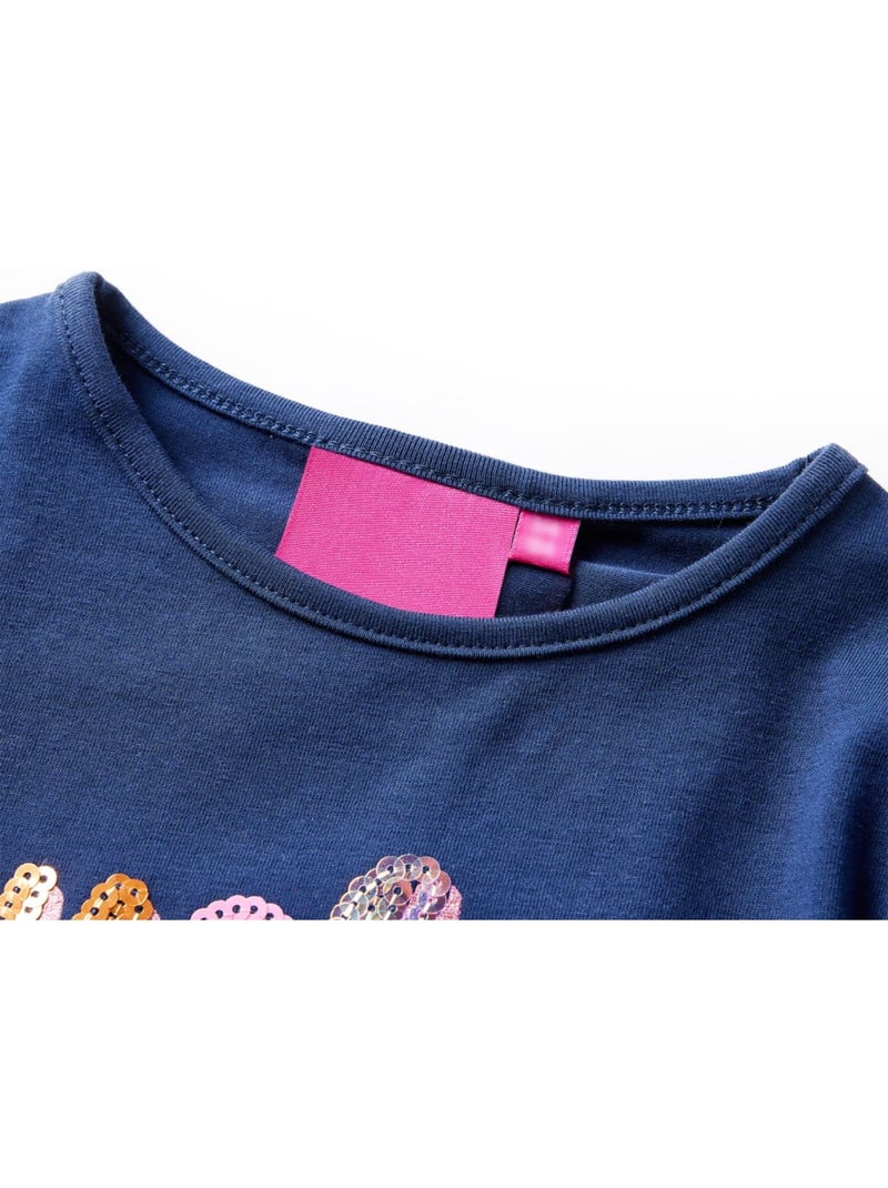 T-shirt enfant coton et élasthanne motif lucky scintillant manches longues - vidaxl Bleu - Kiabi