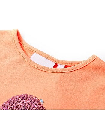 T-shirt enfant coton fluo glace pailletée réversible à sequins - vidaxl