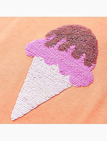 T-shirt enfant coton fluo glace pailletée réversible à sequins - vidaxl
