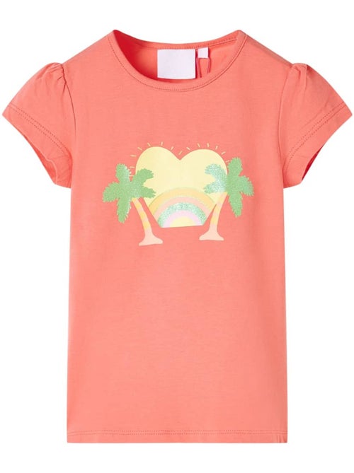 T-shirt enfant coton imprimé arc-en-ciel palmier col rond - vidaxl - Kiabi T-shirt enfant coton imprimé arc-en-ciel palmier col rond - vidaxl - Kiabi