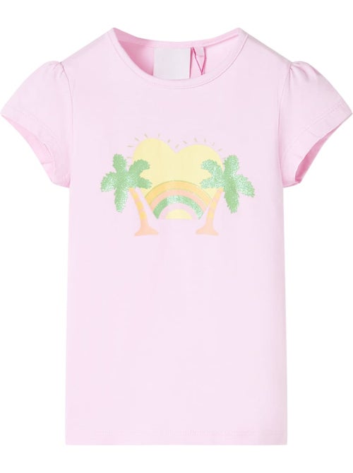 T-shirt enfant coton imprimé arc-en-ciel palmier col rond - vidaxl - Kiabi