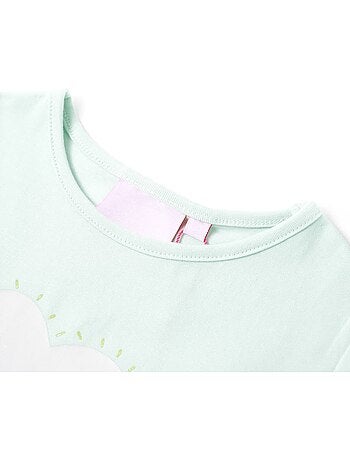 T-shirt enfant coton imprimé arc-en-ciel palmier col rond - vidaxl