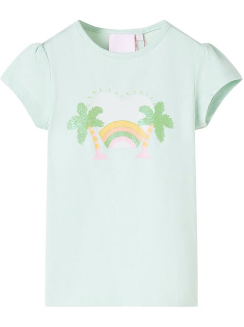 T-shirt enfant coton imprimé arc-en-ciel palmier col rond - vidaxl - Kiabi