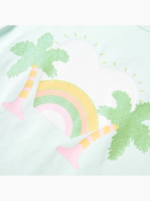 T-shirt enfant coton imprimé arc-en-ciel palmier col rond - vidaxl - Kiabi