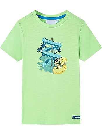 T-shirt enfant coton imprimé crocodile et toboggan eau - vidaxl