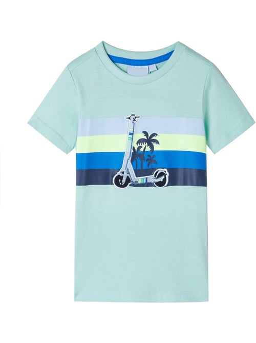 T-shirt enfant coton imprimé scooter et palmier col rond - vidaxl - Kiabi T-shirt enfant coton imprimé scooter et palmier col rond - vidaxl - Kiabi