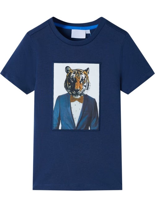 T-shirt enfant coton imprimé tigre col rond coupe droite bleu 7/8a - vidaxl - Kiabi T-shirt enfant coton imprimé tigre col rond coupe droite bleu 7/8a - vidaxl - Kiabi
