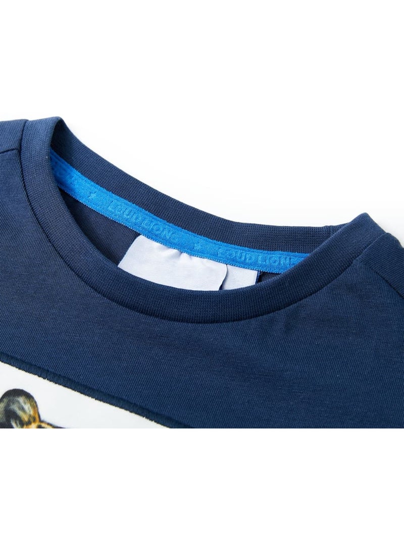 T-shirt enfant coton imprimé tigre col rond coupe droite bleu 7/8a - vidaxl Bleu - Kiabi