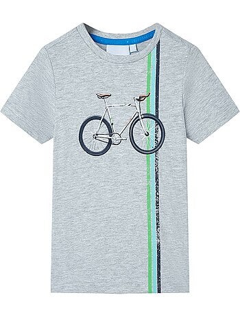 T-shirt enfant coton imprimé vélo col rond manches courtes - vidaxl