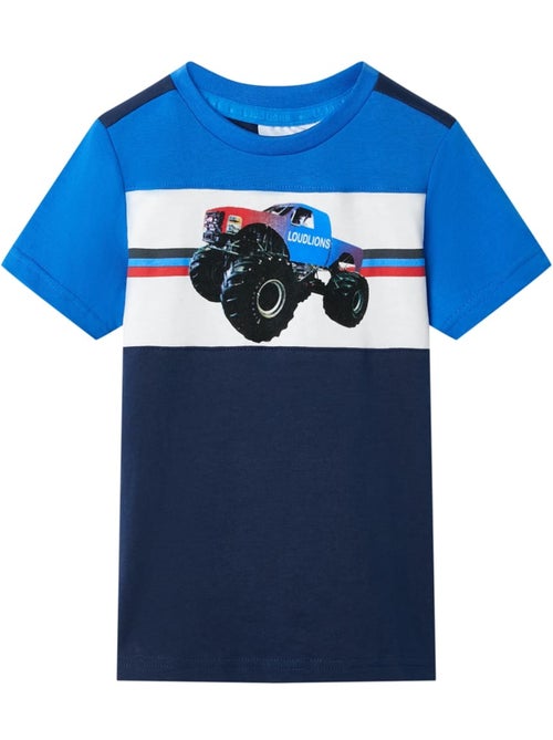T-shirt enfant coton imprimé voiture deux tons col rond - vidaxl - Kiabi