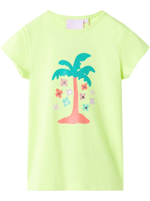 T-shirt enfant coton majoritaire imprimé arbre et fleurs col rond - vidaxl - Kiabi T-shirt enfant coton majoritaire imprimé arbre et fleurs col rond - vidaxl - Kiabi