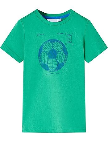 T-shirt enfant coton manches courtes col rond ballon de foot - vidaxl