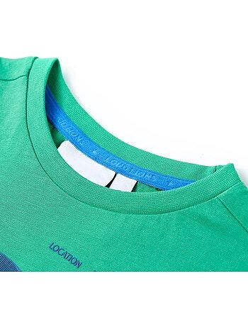 T-shirt enfant coton manches courtes col rond ballon de foot - vidaxl