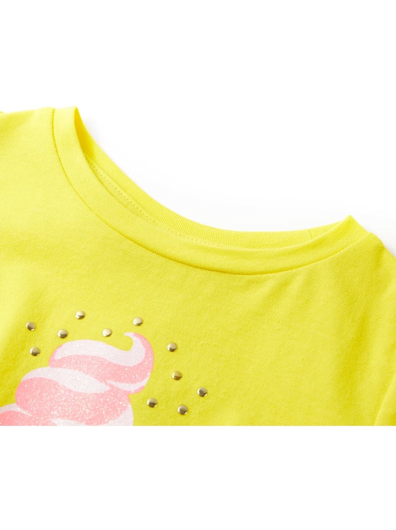 T-shirt enfant coton mélangé à motif glace - vidaxl Jaune - Kiabi
