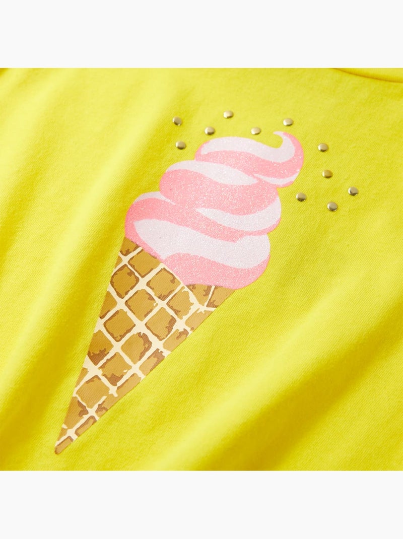 T-shirt enfant coton mélangé à motif glace - vidaxl Jaune - Kiabi