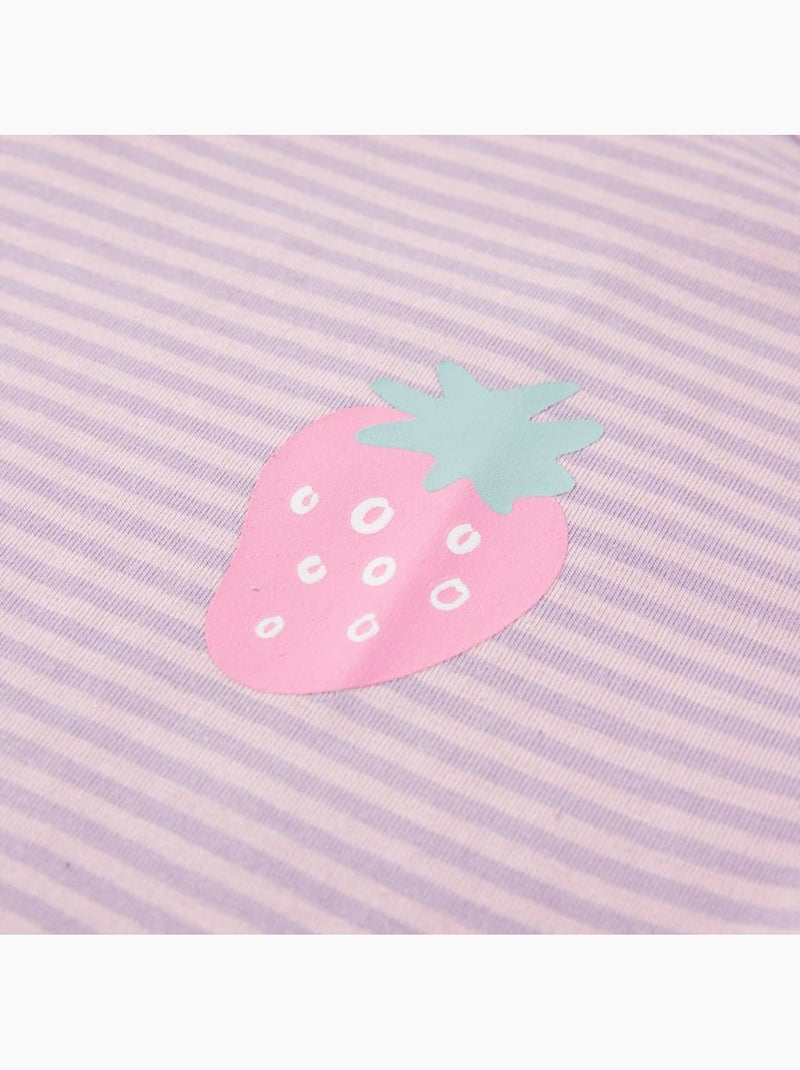 T-shirt enfant coton mix imprimé fraise manches volantées - vidaxl Prune - Kiabi