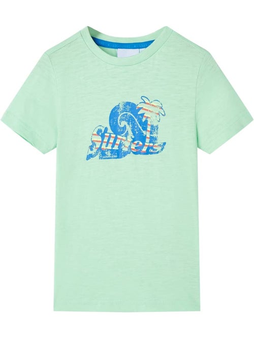 T-shirt enfant coton peigné clair col rond imprimé surfers - vidaxl - Kiabi