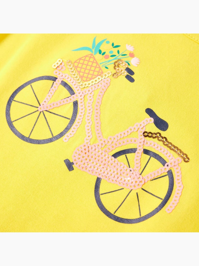 T-shirt enfant coton stretch 95% imprimé vélo - vidaxl Jaune - Kiabi