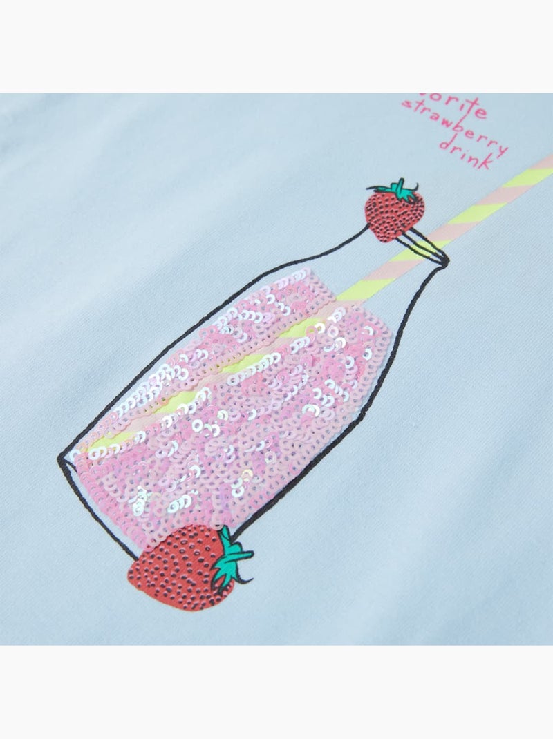 T-shirt enfant coton stretch fraise 95% coton 5% élasthanne - vidaxl Bleu - Kiabi