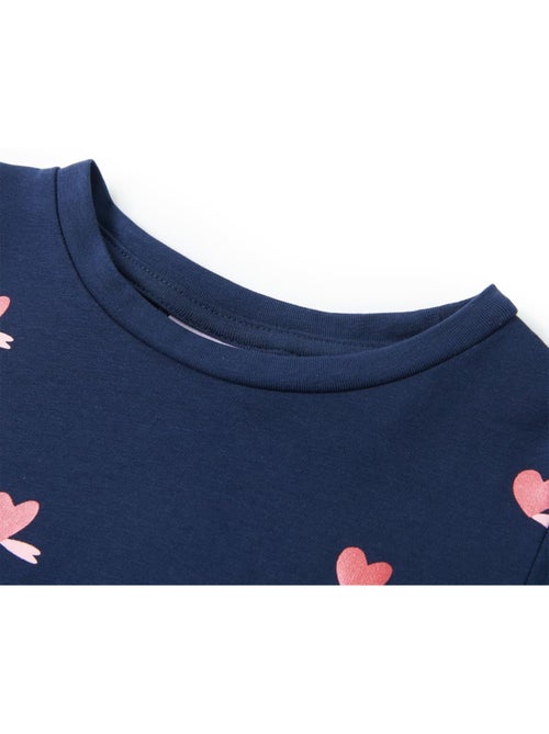 T-shirt enfant coton stretch imprimé cœurs col rond manches courtes - vidaxl - Kiabi
