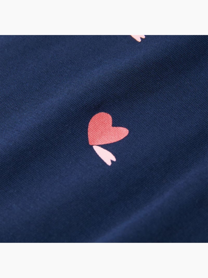 T-shirt enfant coton stretch imprimé cœurs col rond manches courtes - vidaxl Bleu - Kiabi