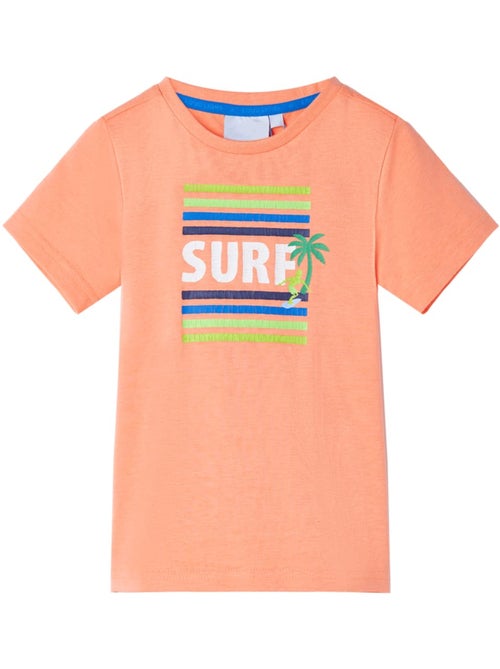 T-shirt enfant en coton 100% imprimé surf manches courtes col rond - vidaxl - Kiabi