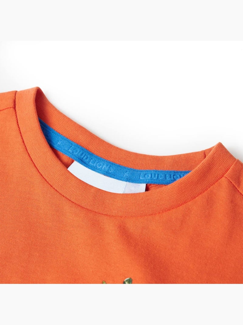T-shirt enfant en coton à grand imprimé girafe - vidaxl Orange - Kiabi