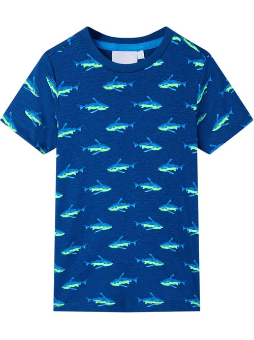 T-shirt enfant en coton col rond imprimé requin - vidaxl - Kiabi