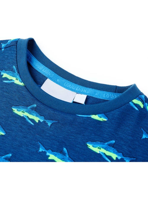 T-shirt enfant en coton col rond imprimé requin - vidaxl - Kiabi