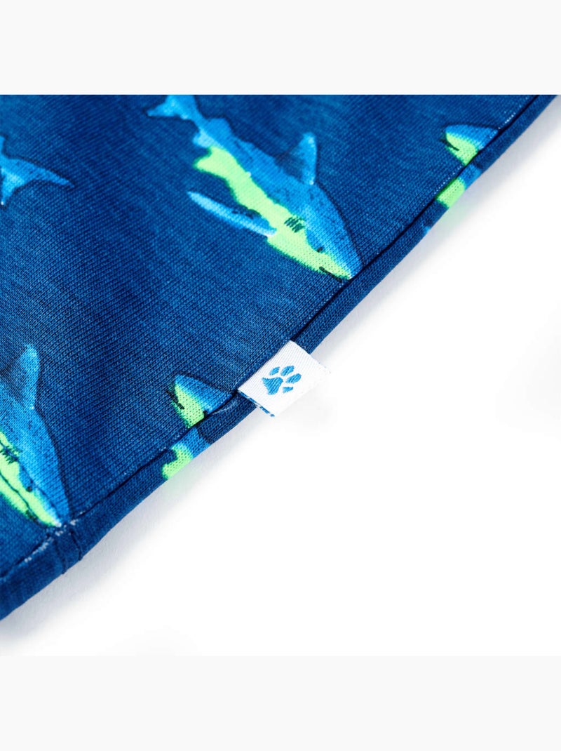 T-shirt enfant en coton col rond imprimé requin - vidaxl Bleu - Kiabi