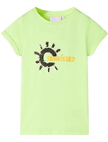 T-shirt enfant en coton col rond manches courtes - vidaxl