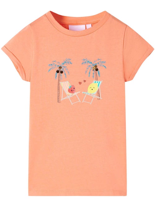 T-shirt enfant en coton élasthanne imprimé plage cartoon - vidaxl - Kiabi