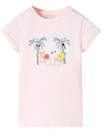 T-shirt enfant en coton élasthanne imprimé plage cartoon - vidaxl