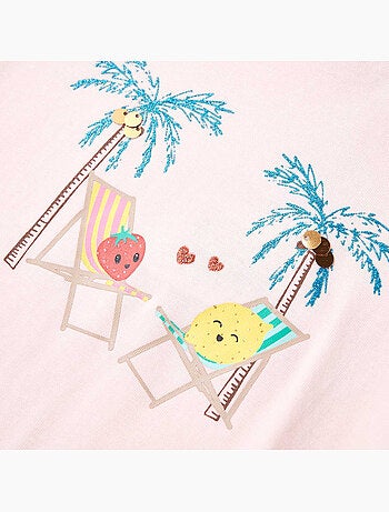 T-shirt enfant en coton élasthanne imprimé plage cartoon - vidaxl