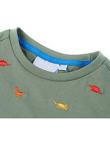 T-shirt enfant en coton imprimé dinosaures col rond manches courtes - vidaxl