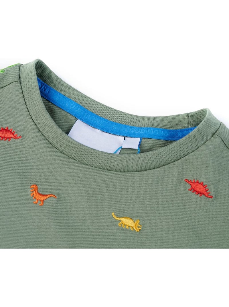 T-shirt enfant en coton imprimé dinosaures col rond manches courtes - vidaxl Vert - Kiabi