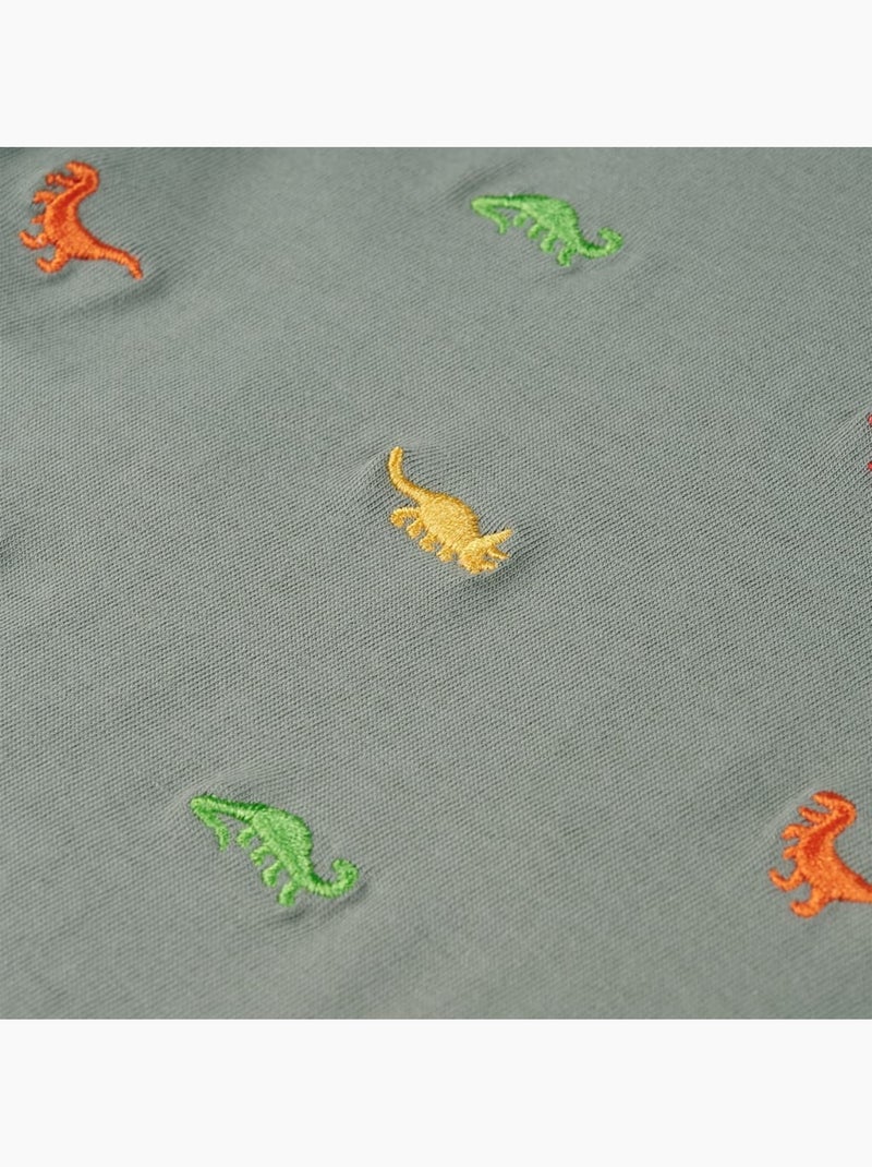T-shirt enfant en coton imprimé dinosaures col rond manches courtes - vidaxl Vert - Kiabi