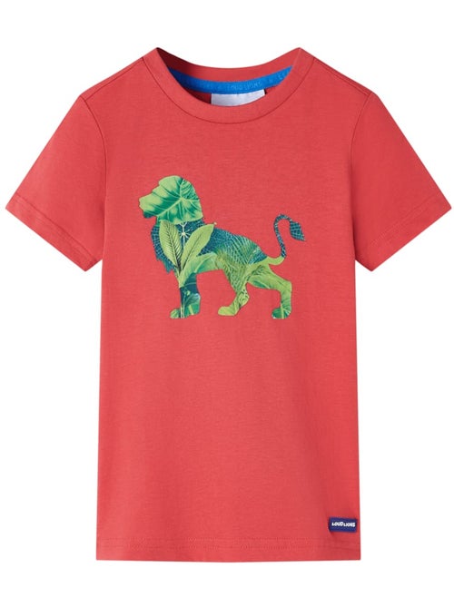 T-shirt enfant en coton imprimé lion feuillage manches courtes - vidaxl - Kiabi