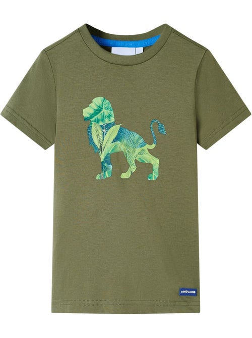 T-shirt enfant en coton imprimé lion feuillage manches courtes - vidaxl - Kiabi