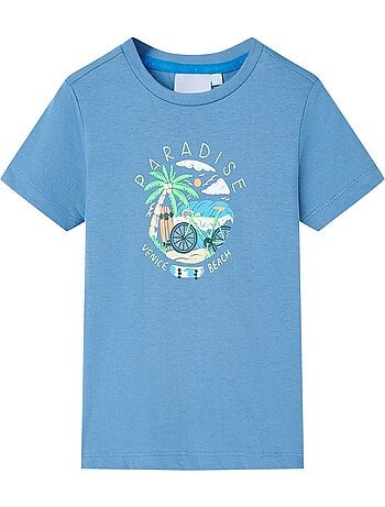 T-shirt enfant en coton imprimé plage - vidaxl