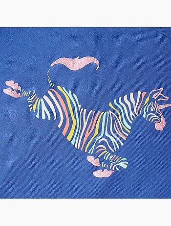 T-shirt enfant licorne en coton élasthanne imprimé poitrine bleu 7/8a - vidaxl
