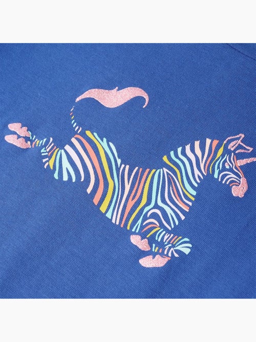 T-shirt enfant licorne en coton élasthanne imprimé poitrine bleu 7/8a - vidaxl - Kiabi