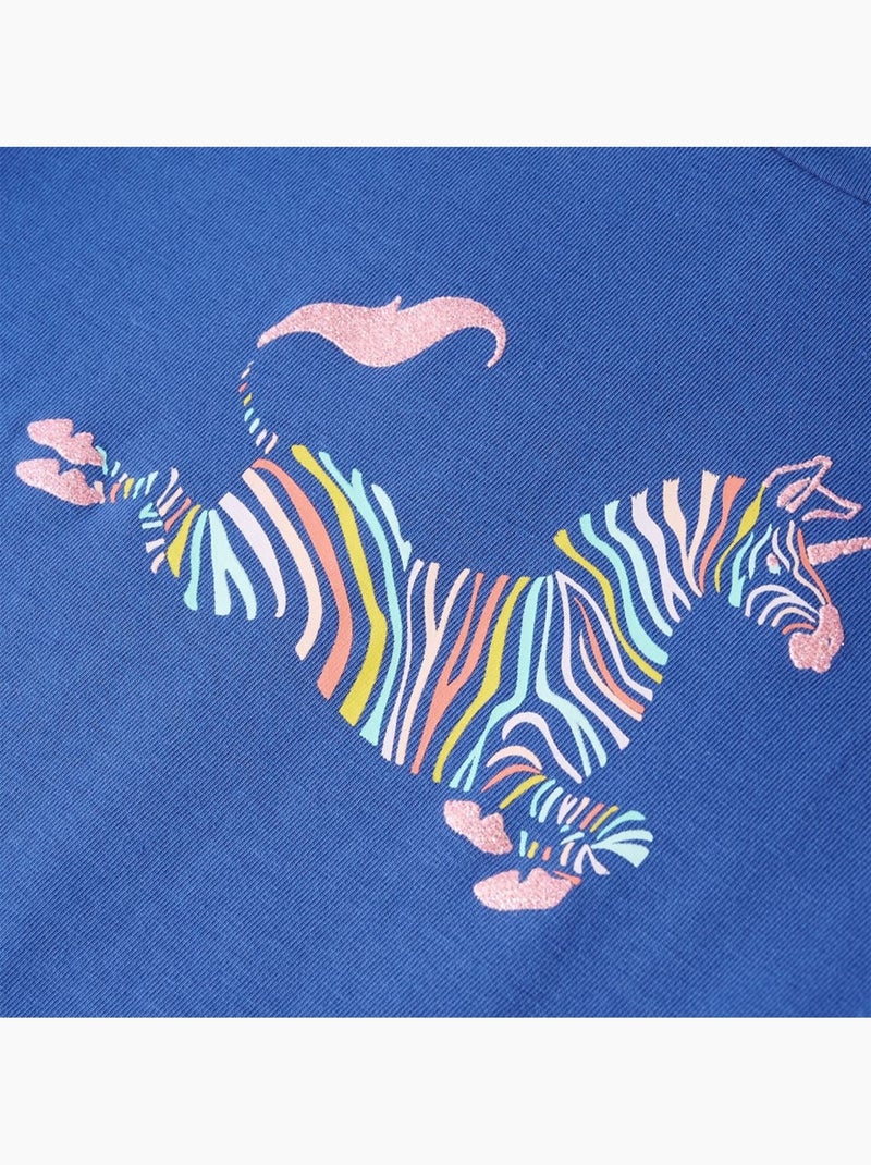 T-shirt enfant licorne en coton élasthanne imprimé poitrine bleu 7/8a - vidaxl Bleu - Kiabi