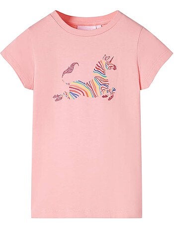 T-shirt enfant licorne en coton élasthanne imprimé poitrine bleu 7/8a - vidaxl