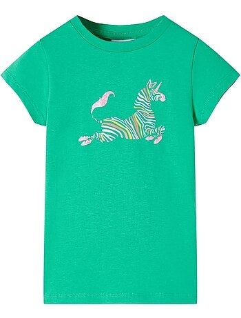 T-shirt enfant licorne en coton élasthanne imprimé poitrine bleu 7/8a - vidaxl