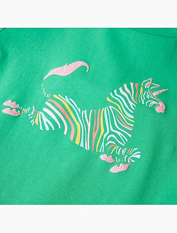 T-shirt enfant licorne en coton élasthanne imprimé poitrine bleu 7/8a - vidaxl